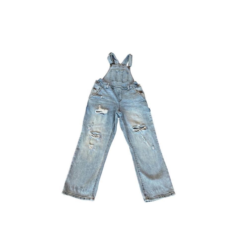 Wild fable Women Light Wash Distressed Denim Bib Overalls Straight Leg‎ Ripped S